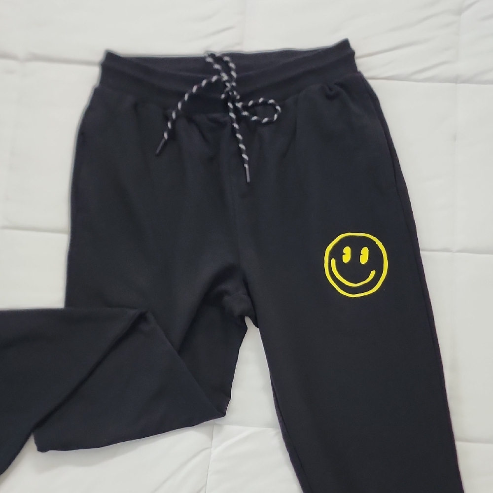 Yellow and Black Emoji Sweatpants with Relaxed Fit